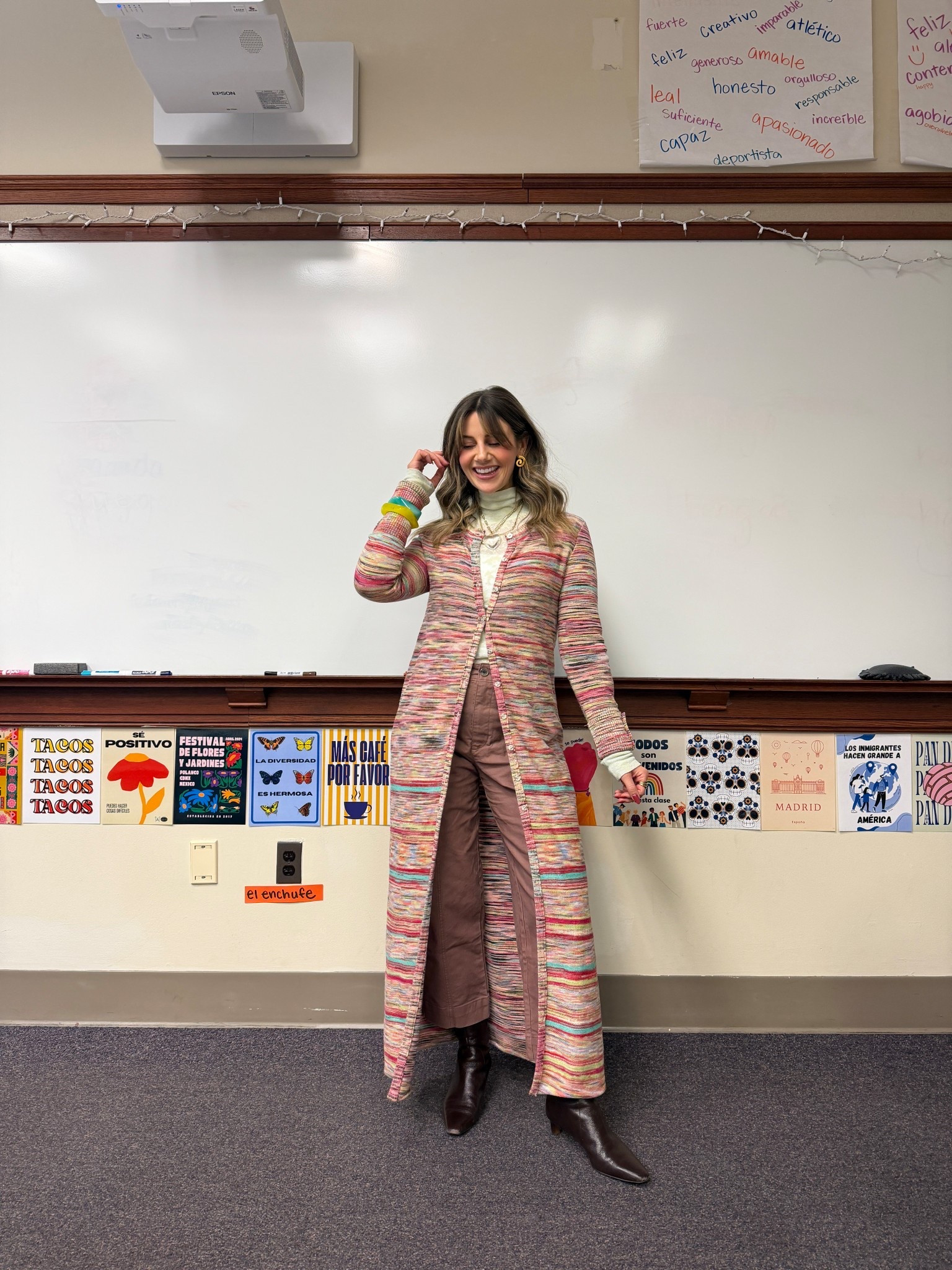 Cozy February teacher outfit 