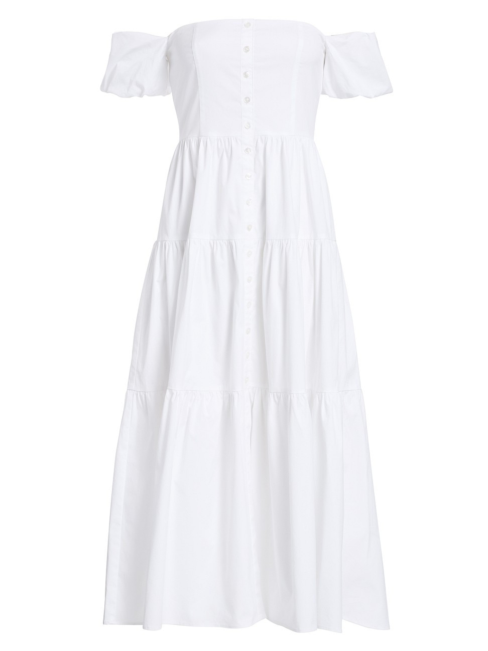 Staud Women's Elio Puff-Sleeve Prairie Dress - White - Size 10 | Saks Fifth Avenue