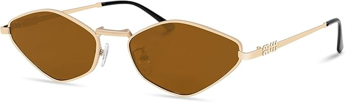 Rmerom Retro Irregular Metal Sunglasses for Women Men, 2026 Trendy Vintage 90s Chic Small Narrow ... | Amazon (US)