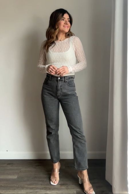 Take 25% off Abercrombie right now! Linked same exact outfit! Jeans run tts, I’m wearing size 24 short. Top is size xs. 
Abercrombie jeans, Abercrombie, straight leg jeans, lace top. 

#LTKunder50 #LTKSale #LTKunder100