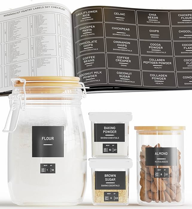284 Pantry Labels with 112 Expiration Date Labels for Food Containers, Preprinted Stickers Bookle... | Amazon (US)