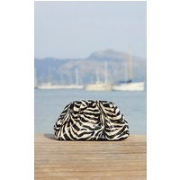 Zebra Oversized Ruched Clutch | PrettyLittleThing US