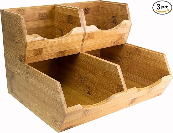 HOMESTEAD Bamboo Pantry Storage Bins - Stackable Baskets, Potato and Onion Storage for Pantry Org... | Amazon (US)