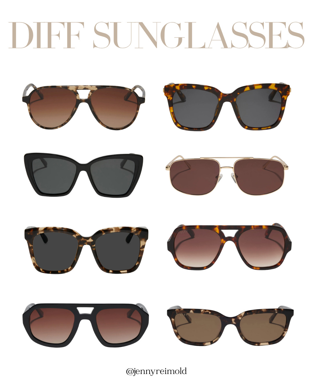 DIFF sunglasses I'm loving for summer! Simple frames and tortoise are my favorite styles.