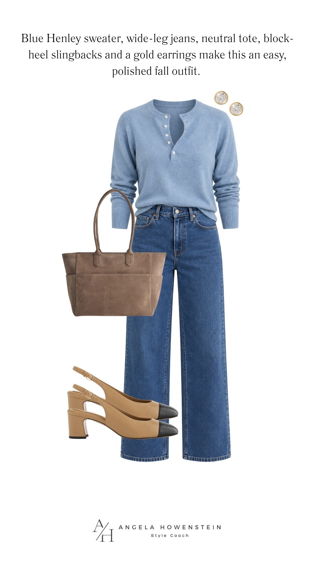 This soft blue Henley sweater and wide-leg jeans make such an easy, polished outfit. Add neutral accessories and you’re ready for lunch, shopping, travel, or a casual dinner.

👩‍💻 LTK PRO TIPS
❤️ Heart = Support my posts ;-)
🔖 Save = Get sale & restock alerts for the things you love!
📋 Lists = Keep favorites organized (List ideas: Christmas, Birthdays, and Vacations!)
📲 Share = Send lists and products to a friend (or your daughters like me).
💬 Comment = Ask me anything, and I’ll answer. ;-)

#LTKootd #LTKSeasonal #LTKOver40