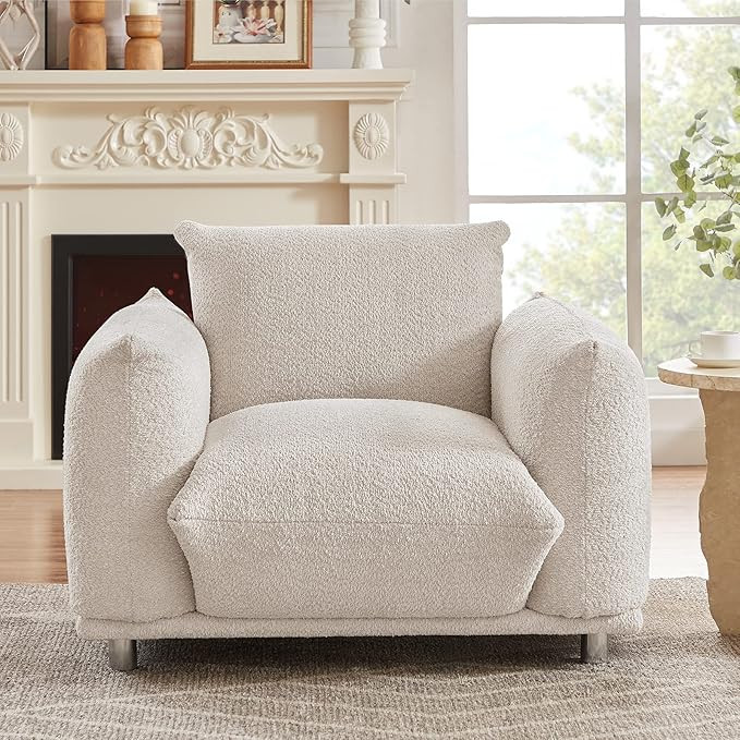 Hommoo Modern Accent Chair for Living Room Bedroom Comfy Sherpa Upholstered Single Sofa Chair 42"... | Amazon (US)