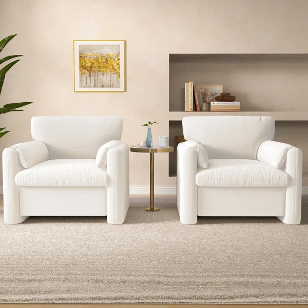 Ilyn 38.5'' Wide Modern Super Soft Chenille Accent Chair with Padded Armrest (Set of 2) | Wayfair North America