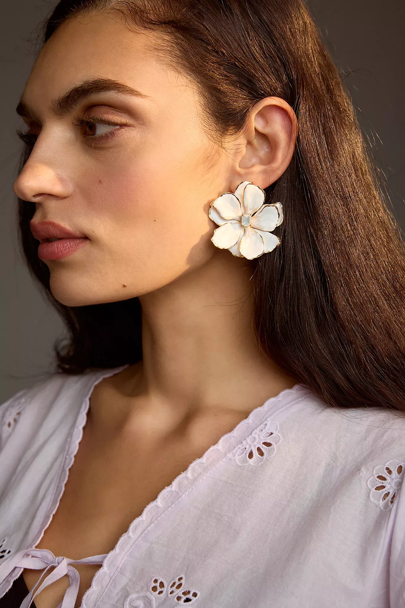 White flower earrings on sale zara