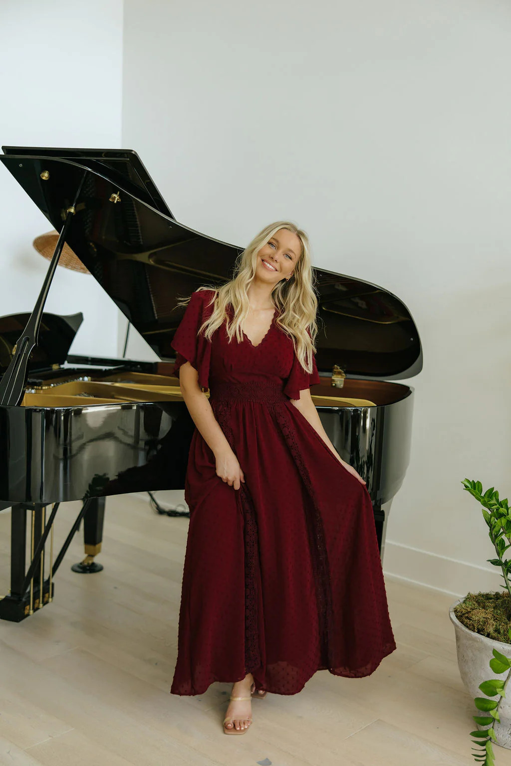 THE SERAFINA MAXI DRESS IN BURGUNDY | Pink Desert