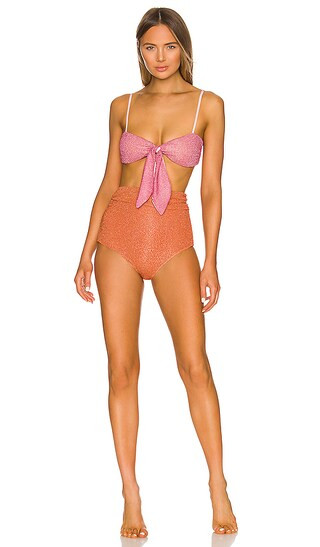 Cutout Metallic Bikini Set Orange & Pink | Revolve Clothing (Global)