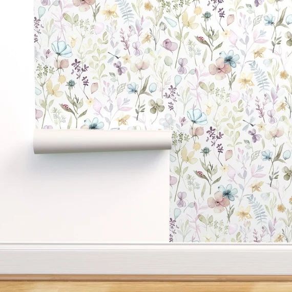 Spring Wildflower Wallpaper  Spring Floral Meadow Large by | Etsy | Etsy (US)