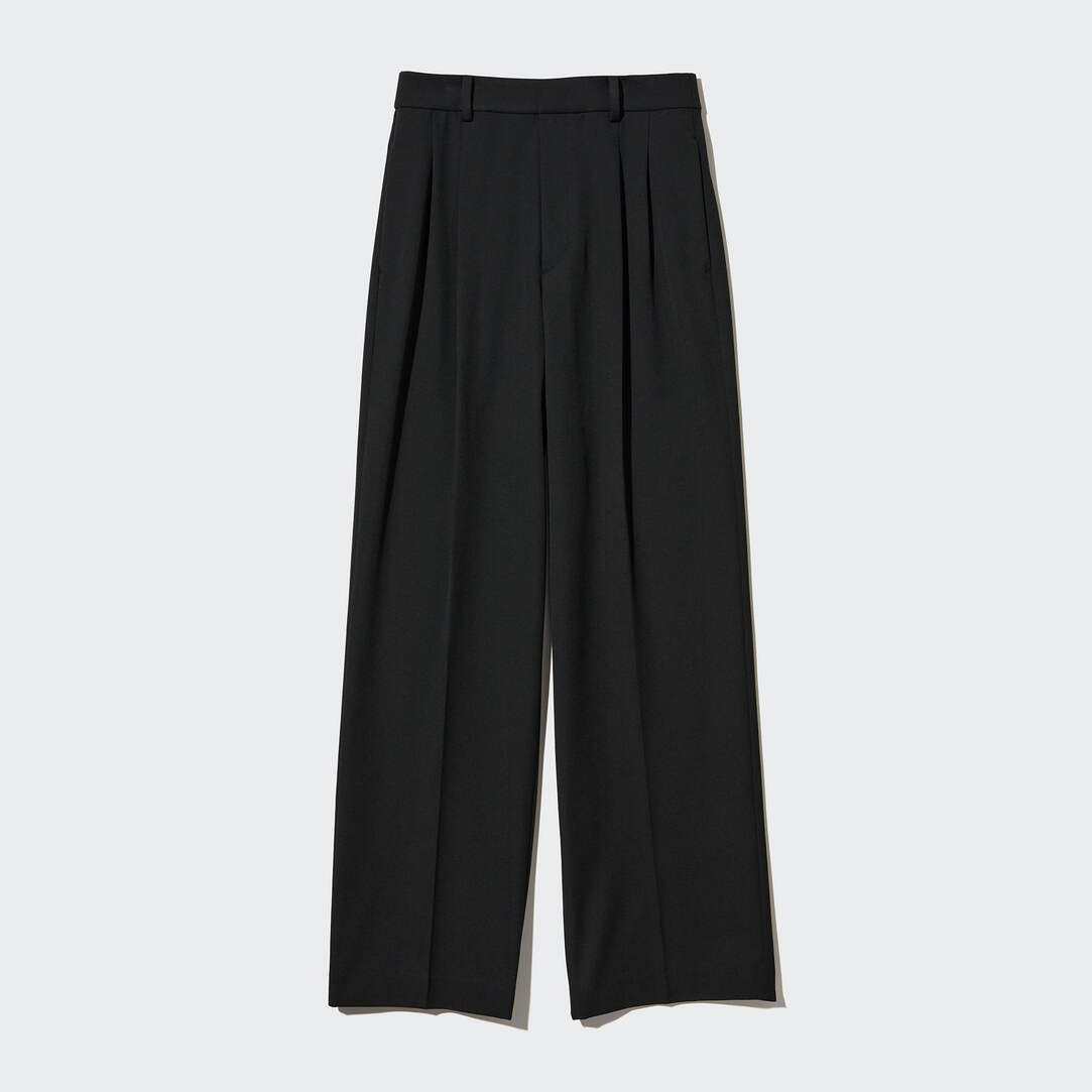 Pleated Wide Leg Trousers | UNIQLO (UK)