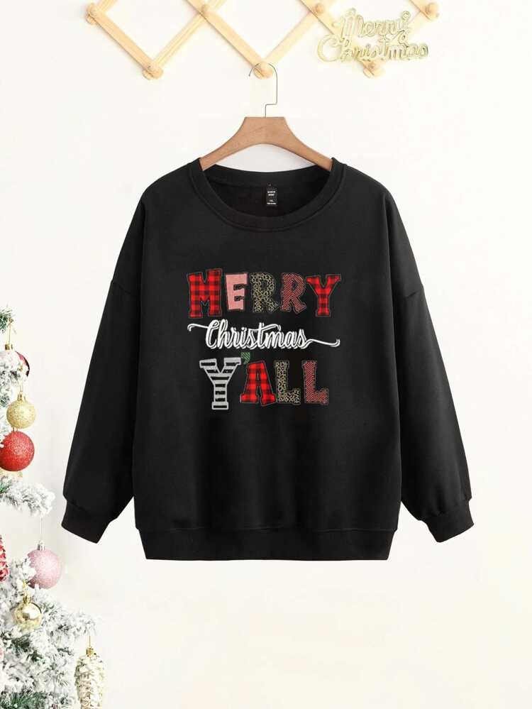 Plus Christmas Print Sweatshirt | SHEIN