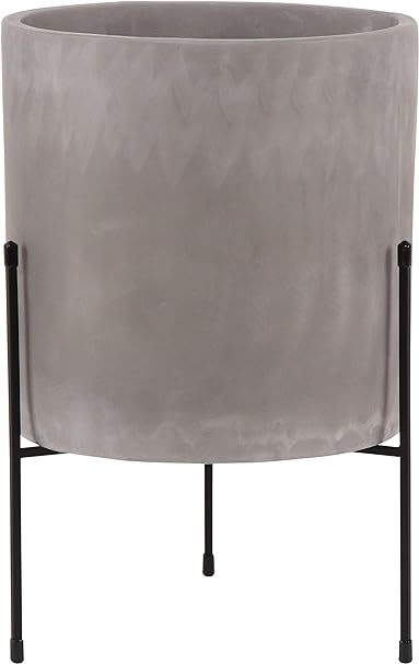 Mid-Century Cement Planter with Stand Large – Plant Stand with Pot for Indoors | Amazon (US)