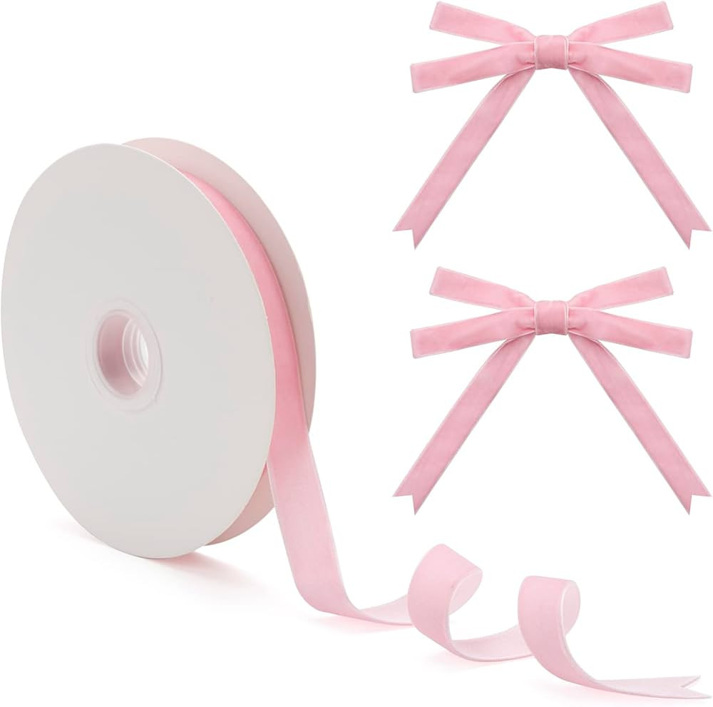 Pink Velvet Ribbon for Christmas Tree Gift Wrapping 5/8 Inch×10Yd, Vintage Thin Velvet Ribbon fo... | Amazon (CA)