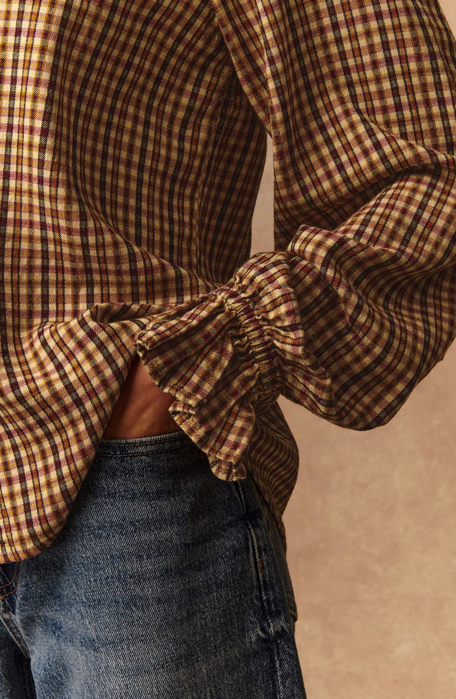 Check Ruffle Collar Button-Up Shirt | Nordstrom