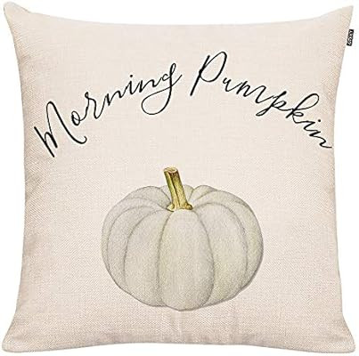 GTEXT Fall Throw Pillow Cover Autumn Decor Morning Pumpkin Pillow White Pumpkin Pillow Cover 18x1... | Amazon (US)