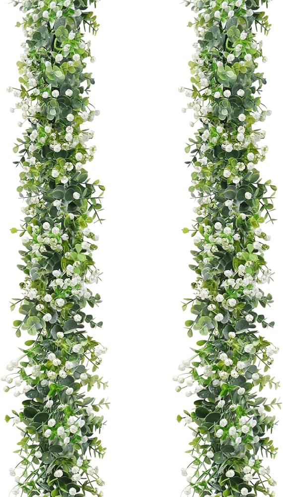 LOMOHOO 2 Pack Faux Eucalyptus Garland Plant 6 Feet Artificial Vines Hanging Eucalyptus Leaves wi... | Amazon (UK)
