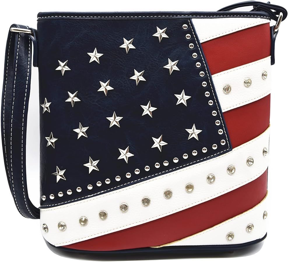 WESTERN ORIGIN American Flag Stars and Stripes Studs Crossbody Handbag USA Patriotic Women Purse ... | Amazon (US)