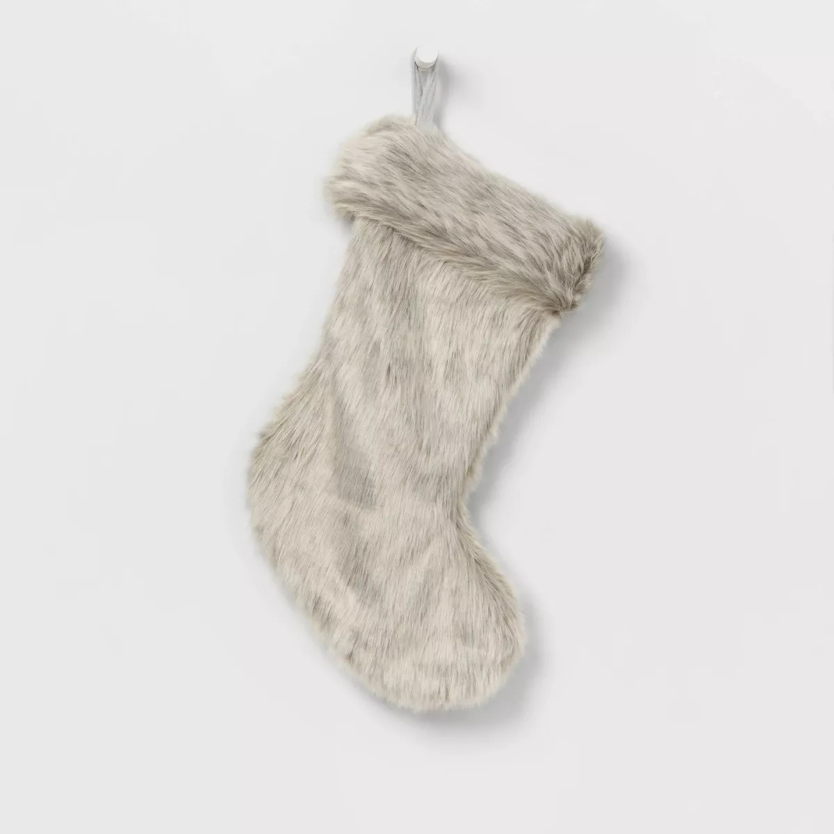 20" Faux Fur Christmas Holiday Stocking Light Gray - Wondershop™ | Target