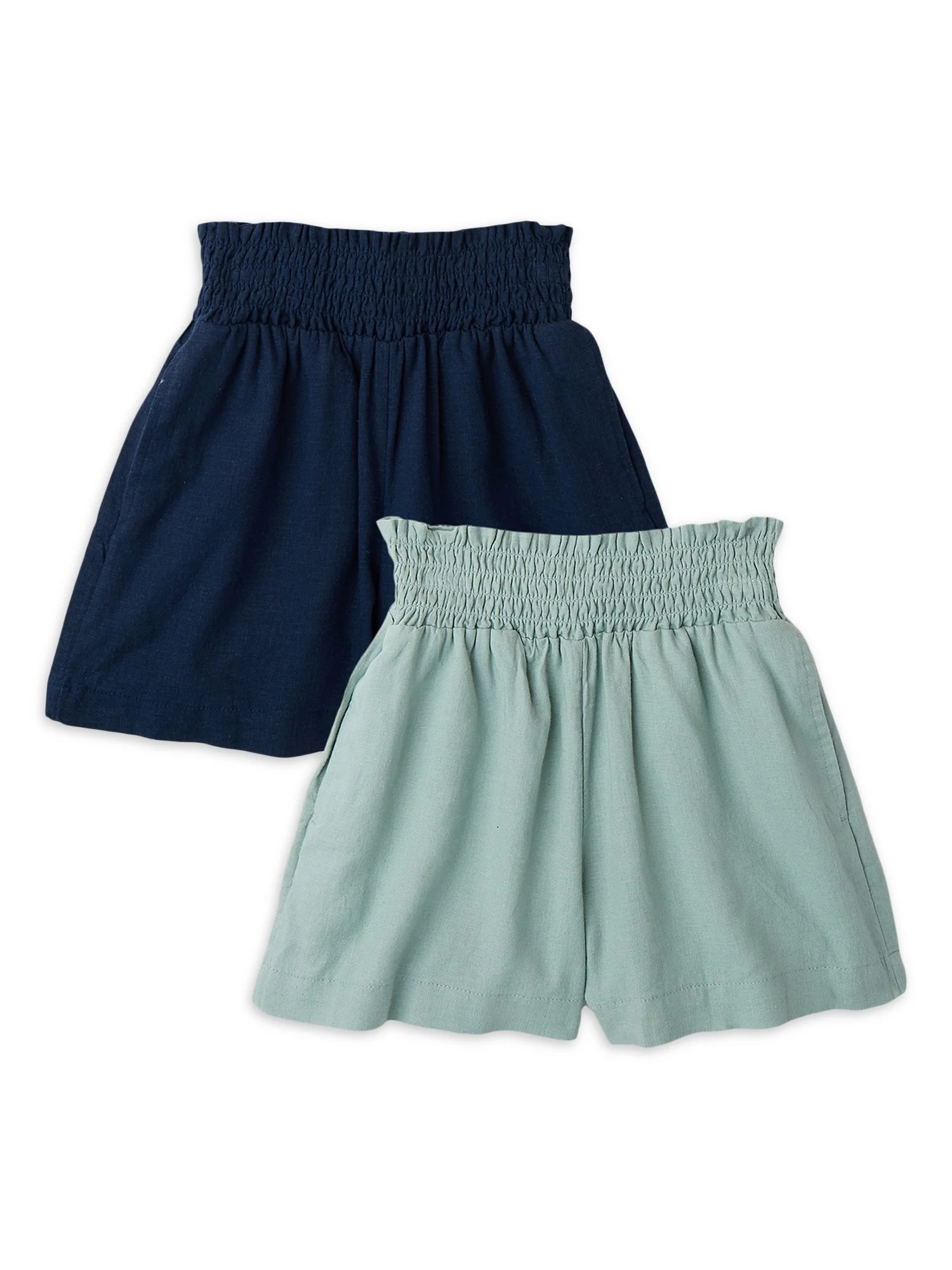 Wonder Nation Girls Smocked Waist Short, 2-Pack, Sizes 4-18 & Plus | Walmart (US)