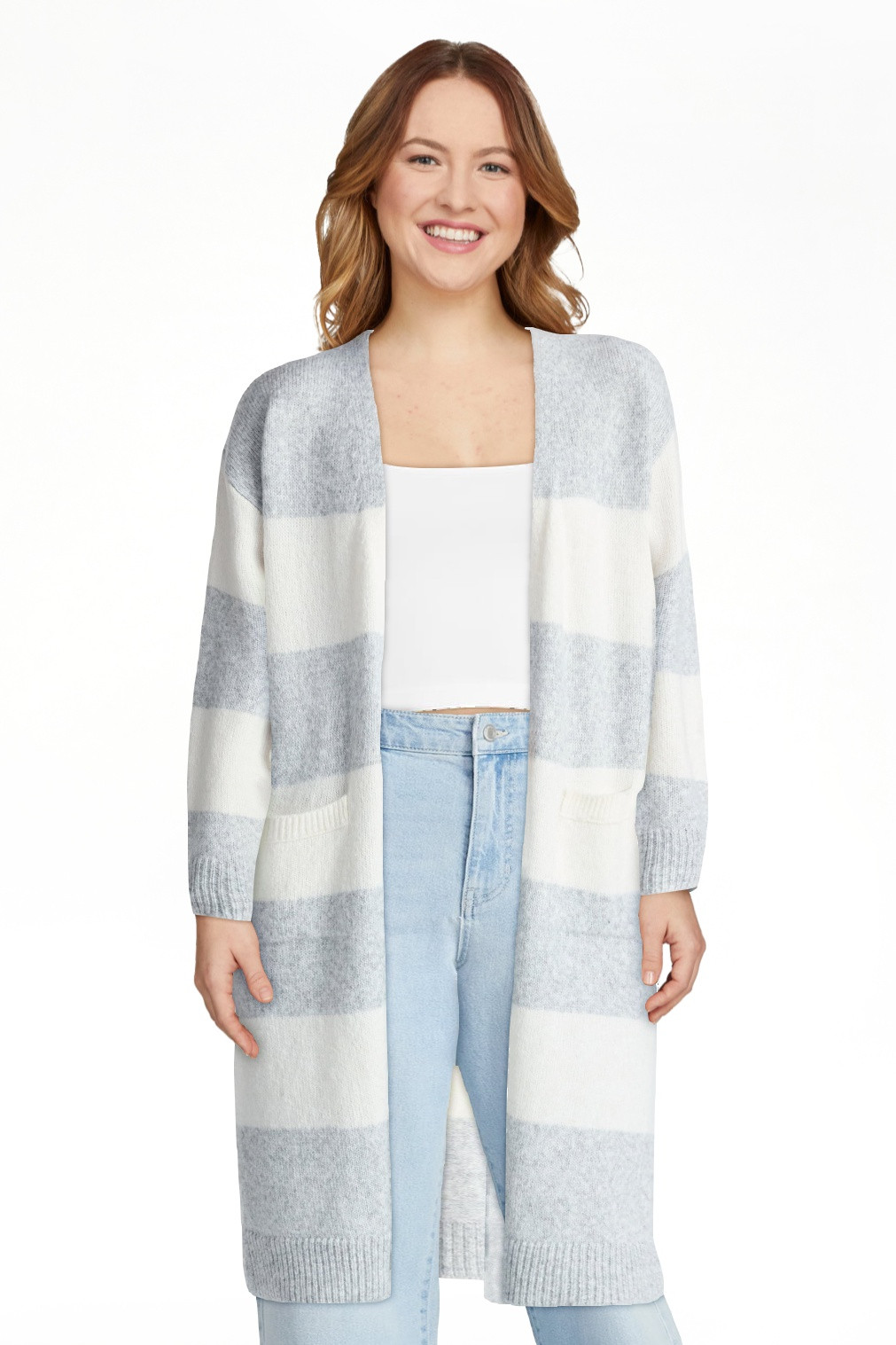 No Boundaries Striped Open Front Duster, Women’s - Walmart.com | Walmart (US)