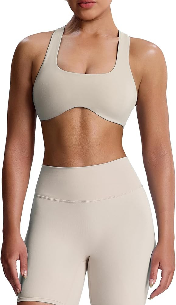 Aoxjox Women's Workout Sports Bras Fitness Backless Padded Define Sculpt Racerback Bra Yoga Crop ... | Amazon (US)