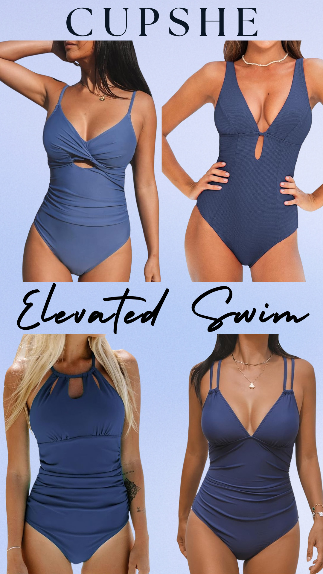Elevated Swim by Cupshe ☀️

@Cupshe one piece swimsuits are some of the best tummy control one piece swimsuits for moms I’ve found on Amazon that look expensive but are actually affordable (most under $50!!).

These have that elevated, classic resort wear look while still being comfortable, supportive, and very flattering, especially if you want something that smooths the stomach and gives a little more coverage while still looking stylish.

These one piece swimsuits are perfect for moms, postpartum, tummy control, modest swimwear, family vacations, resort trips, cruises, pool days, beach vacations, lake days, spring break, and summer outfits when you want something that holds you in, smooths the midsection, supports the bust, and still looks chic and put together.

I always look for details like ruching through the stomach area, wrap styles, thicker straps for support, built in cups, compression fabric, and full coverage bottoms because they hold everything in, are very flattering on the tummy area, and are perfect if you want a swimsuit that feels secure and comfortable but still looks elevated.

Brand: Cupshe
Styles: one piece swimsuit, tummy control one piece, ruched one piece, wrap one piece, modest one piece, slimming one piece
Colors: navy, navy blue, steel blue, slate blue, dark blue, solid blue

If you’re looking for flattering one piece swimsuits for moms, tummy control one pieces, modest swimsuits, or affordable swimsuits that look designer, these are such good Amazon swim finds.

↓ Everything is linked! 

#LTKSeasonal #LTKSwim #LTKmomlife