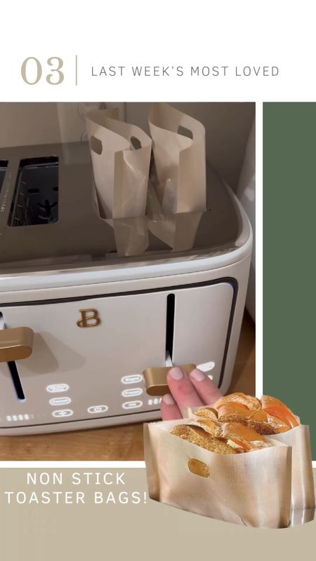 Last weeks best sellers favorite finds and top links! Reusable non stick toaster bags! Perfect for grilled cheese paninis and so many other things! Washable and dishwasher safe! Amazon finds. Beautiful gold and white double toaster by Walmart and drew Barrymore small countertop appliances. Home accents kitchen favorites must haves and gadgets stocking stuffer idea 

#LTKhome #LTKFind #LTKfamily