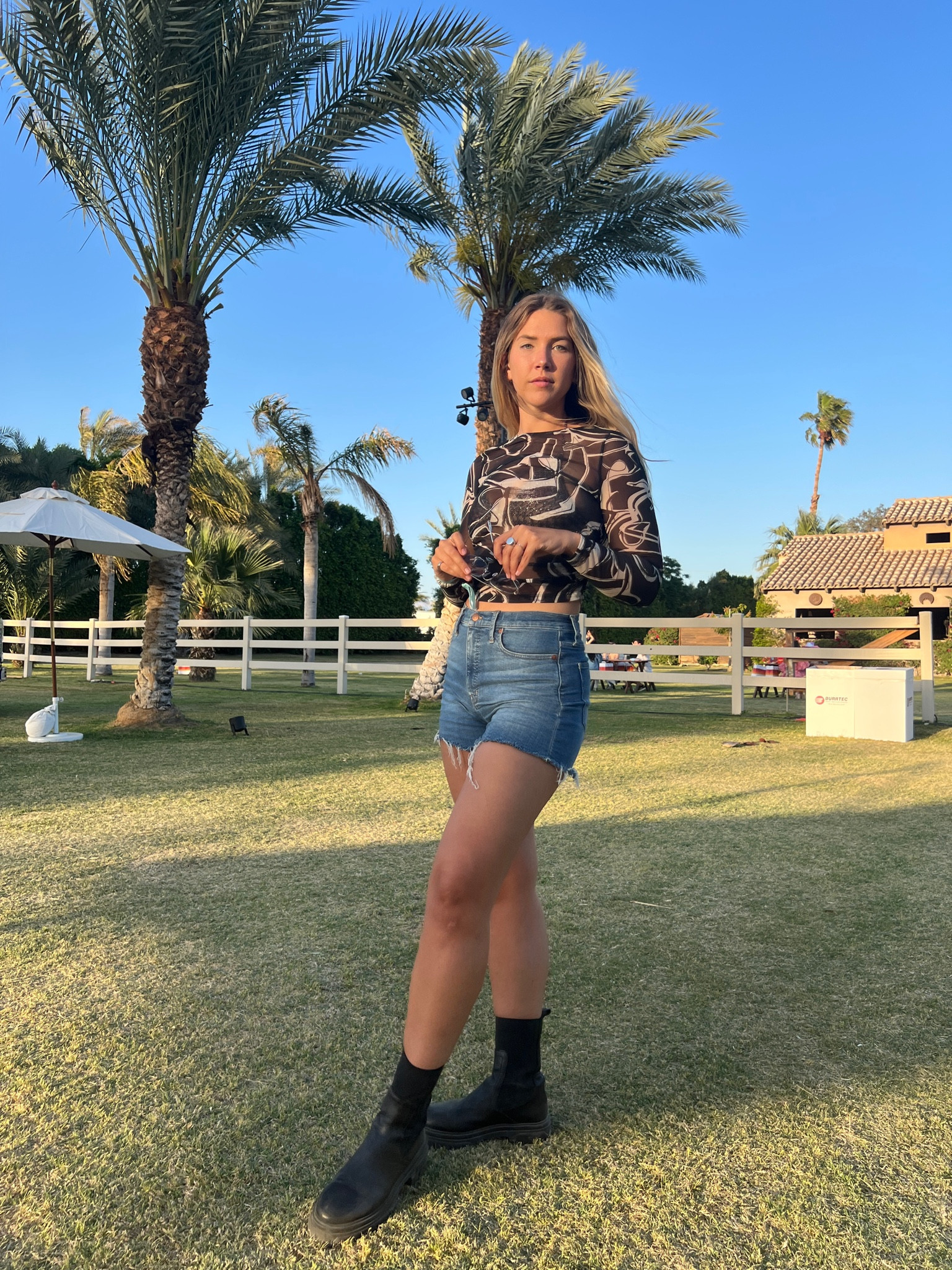 My Coachella outfit! Can barely see it but the chain mail bralette was quite daring in person 😂

Festival outfit, summer outfit, mesh top, black and white, black boots, tall fashion, mom jeans, denim shorts, metal, chain link bra

#LTKSeasonal #LTKfit #LTKshoecrush
