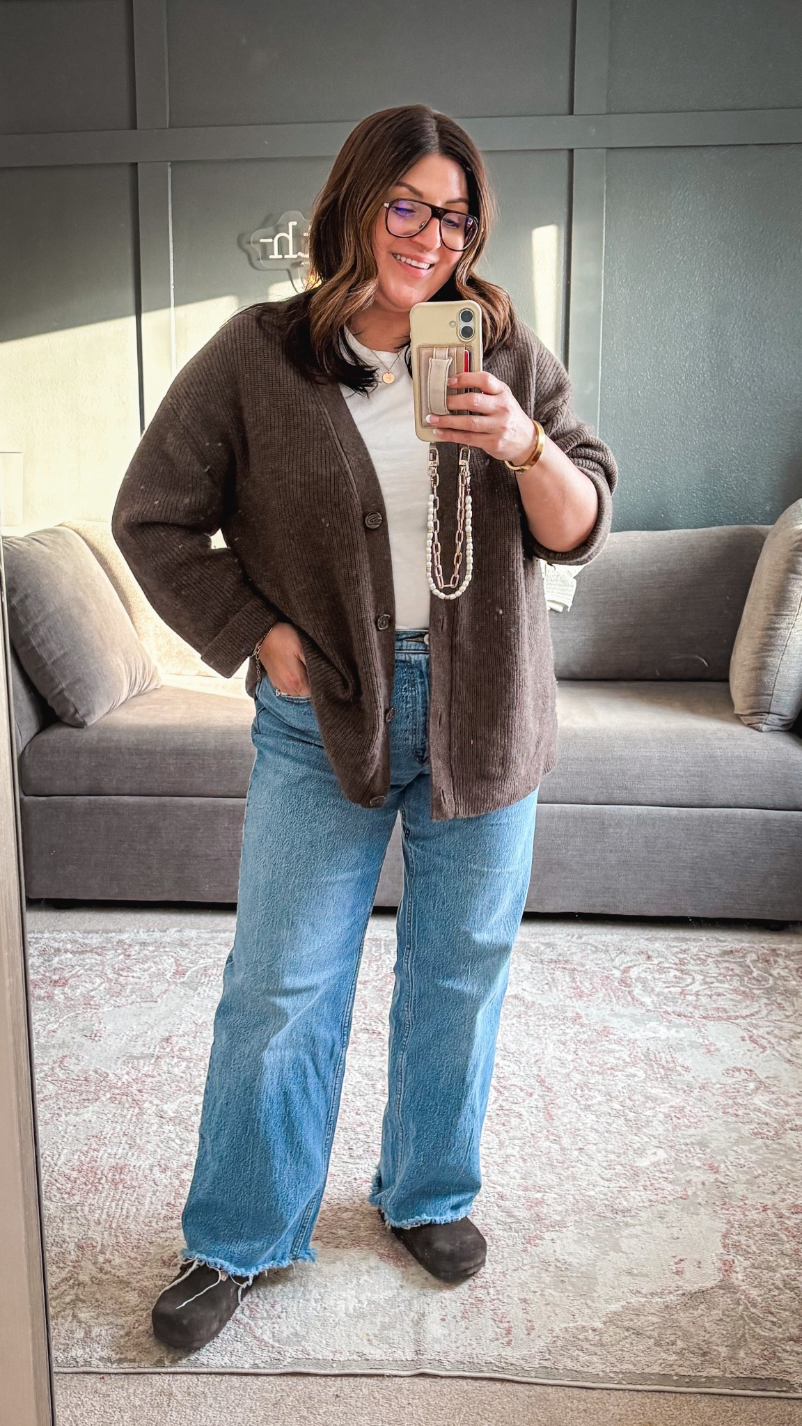 Quince cardi (XL)
A&F tee (L)
A&F jeans (32)
Birkenstock Boston clogs

#LTKootd #LTKMidsize #LTKOver40