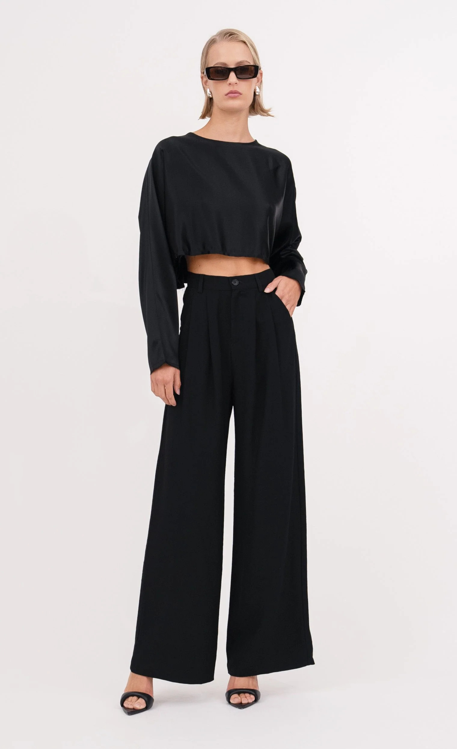 Fabi Wide Leg Pant - Black S / Black / P0001 | Nonchalant Label
