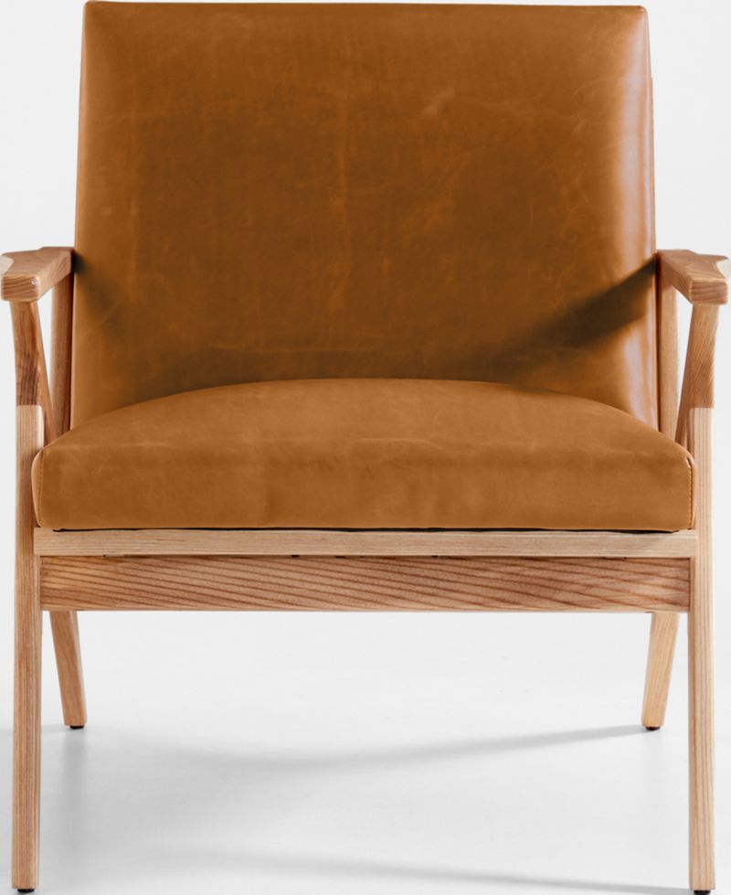 Cavett Ash Wood Leather Chair | Crate and Barrel | Crate & Barrel