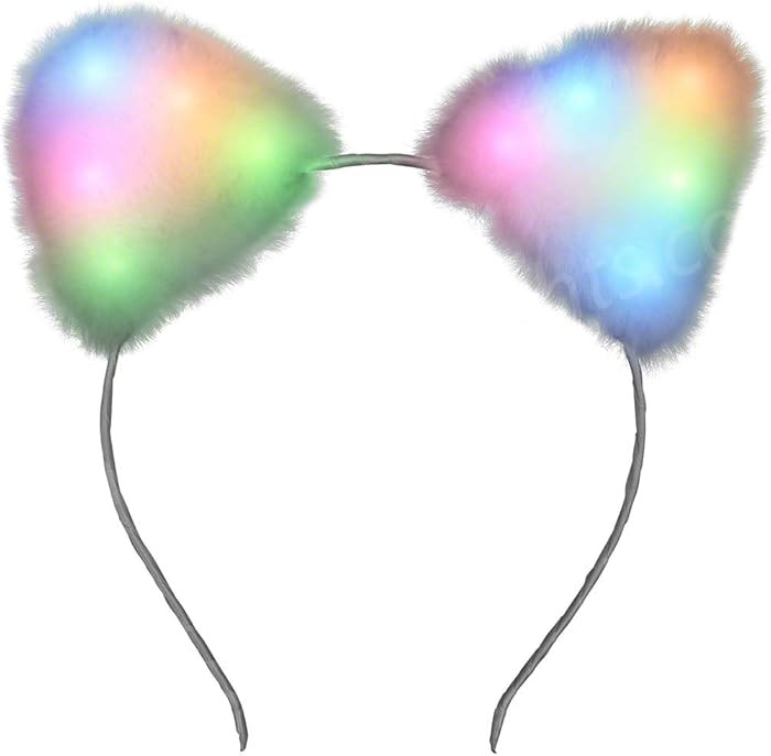 Soft Furry Light Up Cat Ears Kitty Headband with Multicolor LED Lights | Amazon (US)
