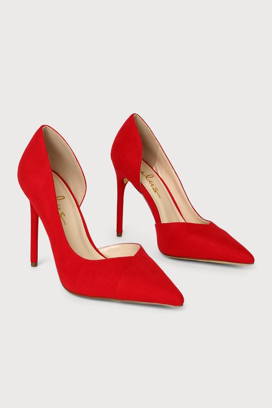 Satsuki Red Suede Pointed-Toe D'Orsay Pumps | Lulus (US)