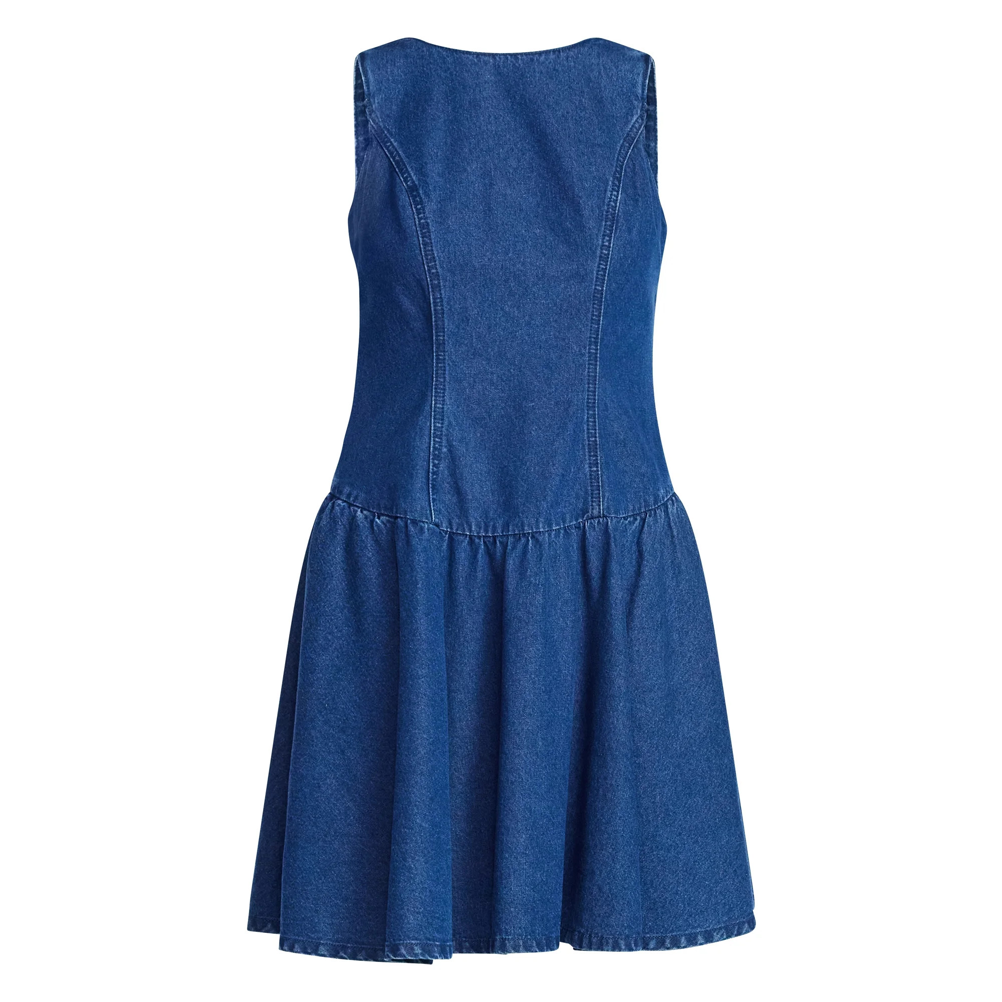 Scoop Women's and Women's Plus Boat Neck Cotton Mini Dress with Drop Waist, Sizes XS-4X | Walmart (US)