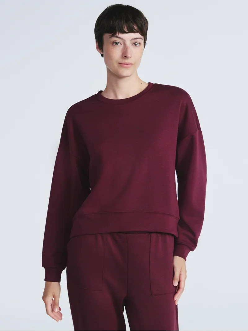 Scoop Women's and Women's Plus New Scubaknit Cropped Sweatshirt with Drop Sleeves, Sizes XS-4X | Walmart (US)