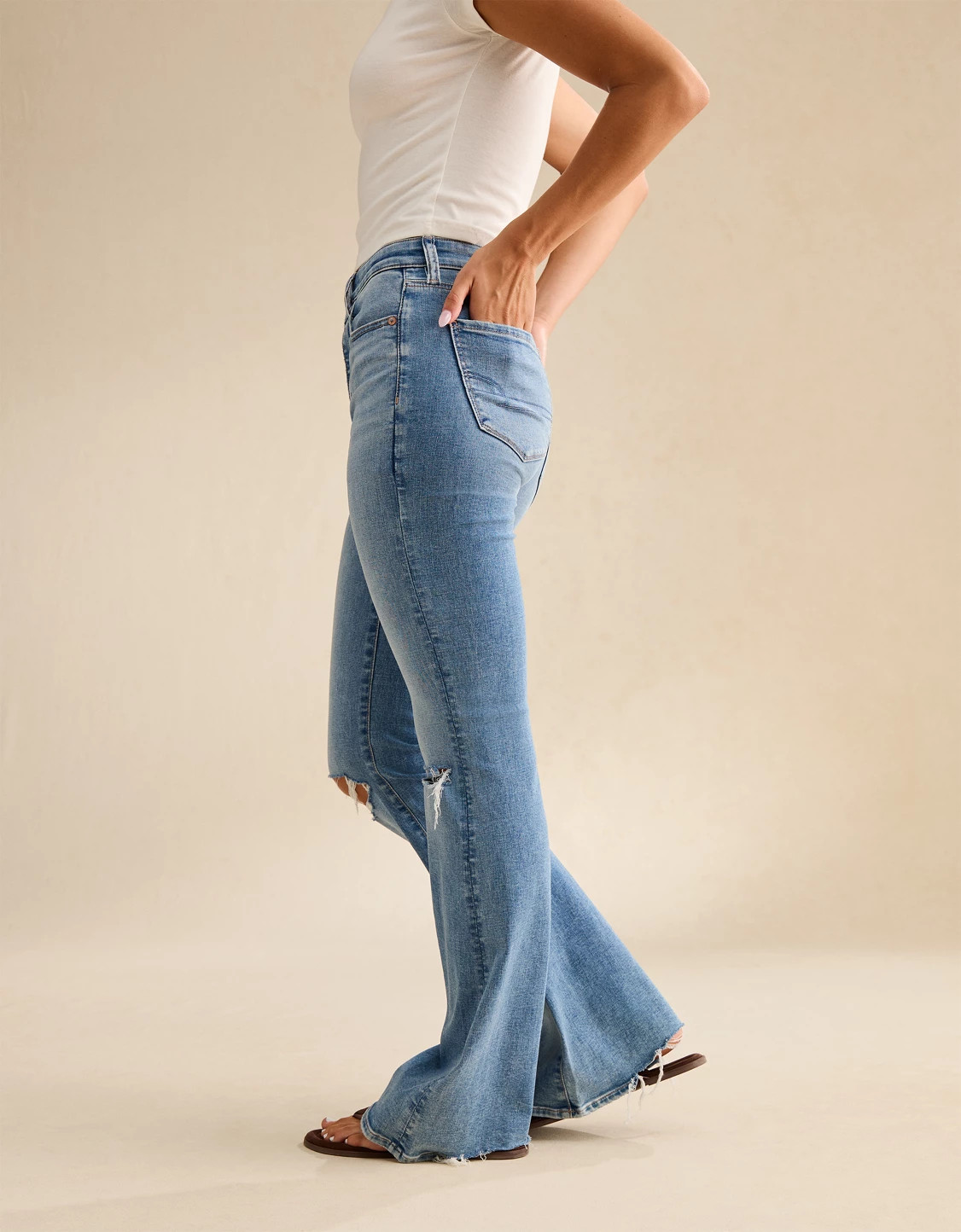 AE Next Level Ripped Super High-Waisted Flare Jean | American Eagle Outfitters (US & CA)