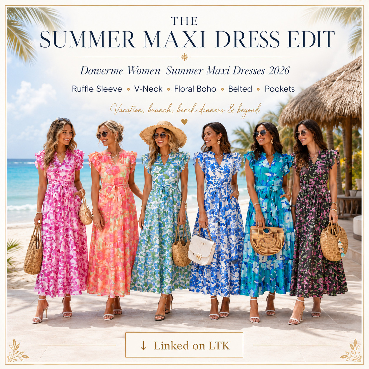 DOWERME Summer Chic | V Neck Boho Floral Ruffle Maxi Dress with Short Sleeves ☀️ 

The Summer Maxi Dress Edit

DOWERME floral maxi dresses that feel like the easy summer dress you’ll keep reaching for. 

If you want something flattering, feminine, and effortless for vacation, brunch, beach dinners, showers, and everyday summer plans, this is such a good one to save.

I did the digging for you and pulled the Dowerme maxi dresses that give that “pretty but easy” energy without being fussy. 

The ruffle sleeves, V-neckline, belted waist, tiered skirt, and pockets make these feel especially wearable while still looking polished and put together. 

They’re the kind of dresses that photograph beautifully, move well, and work for so many warm-weather occasions.

These are perfect for beach vacations, resort dinners, brunch dates, baby showers, bridal showers, casual wedding guest moments, church, vacation photos, summer parties, and easy everyday outfits when you want to feel dressed up without trying too hard. 

The floral boho prints and flowy silhouette make them especially good if you love dresses that feel comfortable but still look styled.

Style with sandals and a straw bag for daytime, or dress them up with wedges, gold jewelry, and a cute clutch for dinners and events. 

The belt helps define the waist, the tiered shape keeps it flattering, and the pockets are such a win.

Style notes:
Dowerme maxi dress, floral maxi dress, ruffle sleeve dress, V neck maxi dress, belted sundress, tiered maxi dress, maxi dress with pockets, boho summer dress, vacation dress, brunch dress, beach dinner outfit, resort wear dress, baby shower dress, bridal shower guest dress, casual wedding guest dress, summer party dress, feminine Amazon finds.

🌸 Flowy, flattering & so easy for summer plans

↓ Everything is linked!

#LTKActive #LTKSaleAlert #LTKTravel