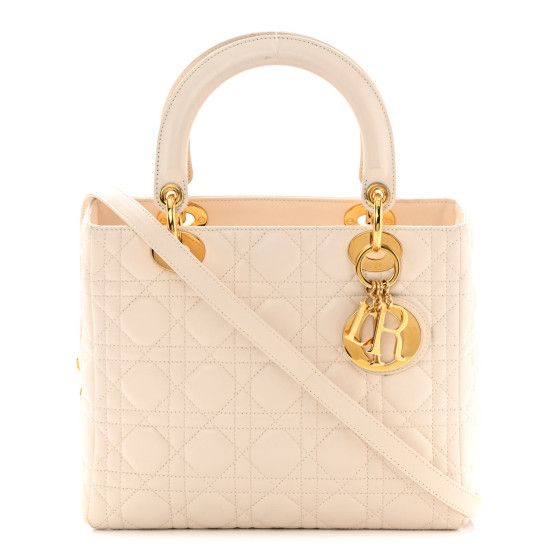 Lambskin Cannage Medium Lady Dior Light Beige | FASHIONPHILE (US)