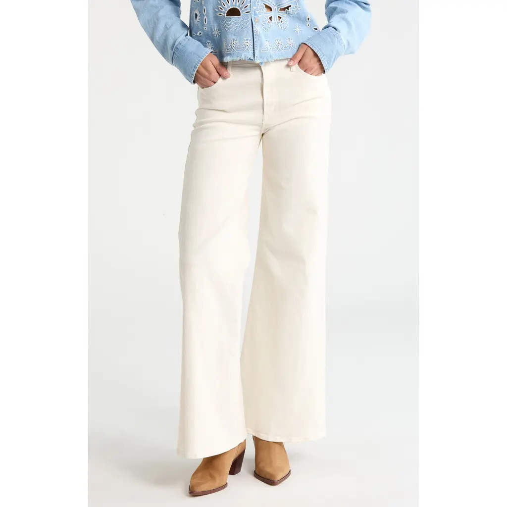 MOTHER The Twister Skimp High Waist Wide Leg Pants in Cream Puffs at Nordstrom Rack, Size 30 | Nordstrom Rack