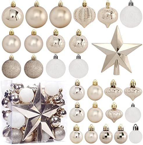 Christmas Ball Ornaments, 52 Pack Champagne Ornaments for Christmas Tree Decoration Plastic Shatterp | Amazon (US)