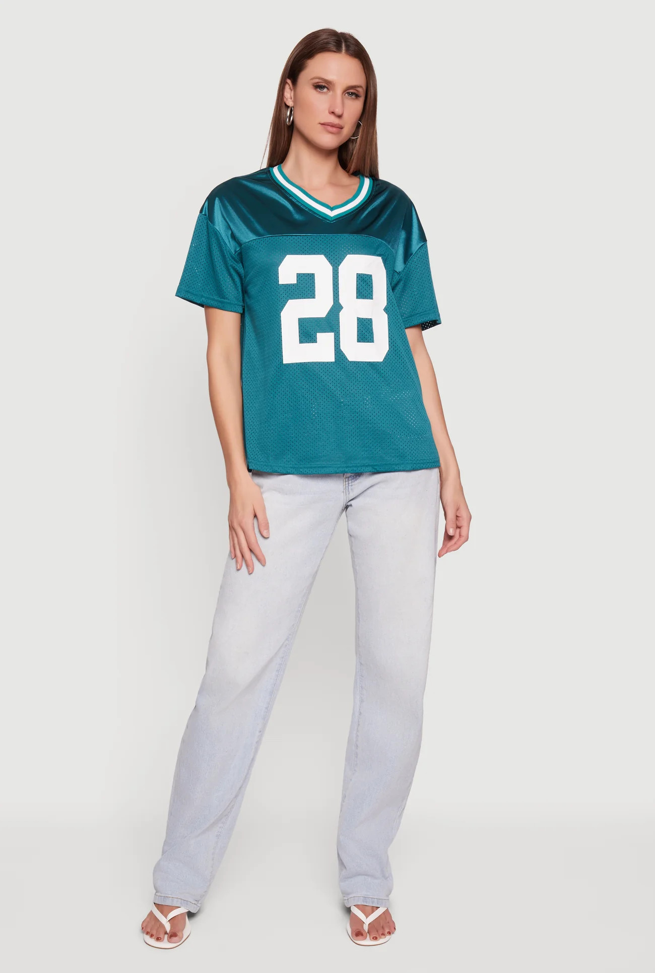 28 Graphic Mesh Football Jersey | Rainbow Shops