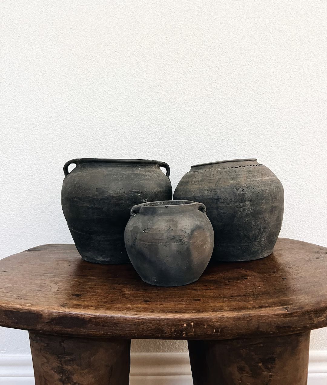Wabi Sabi Pot Charcoal Vase Vintage Pot With Handles Found - Etsy | Etsy (US)