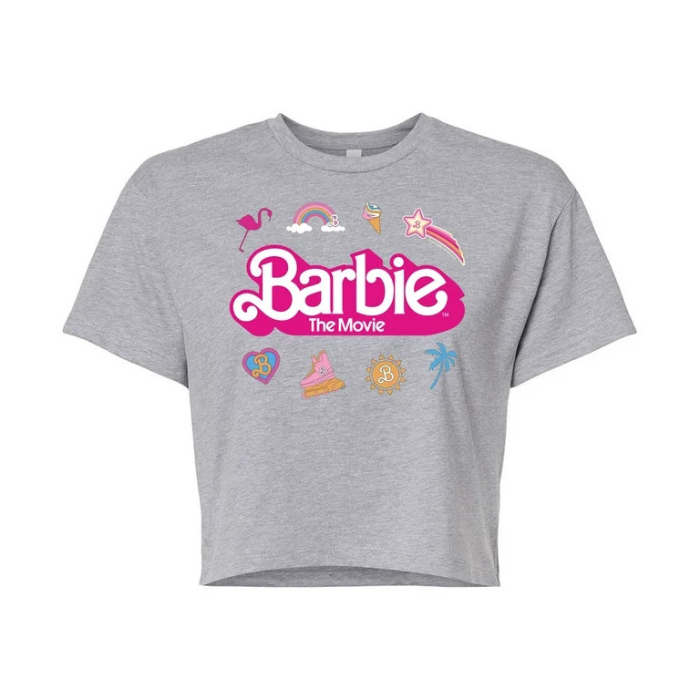 Barbie the Movie - Movie Logo Icons - Juniors Cropped Cotton Blend T-Shirt | Walmart (US)