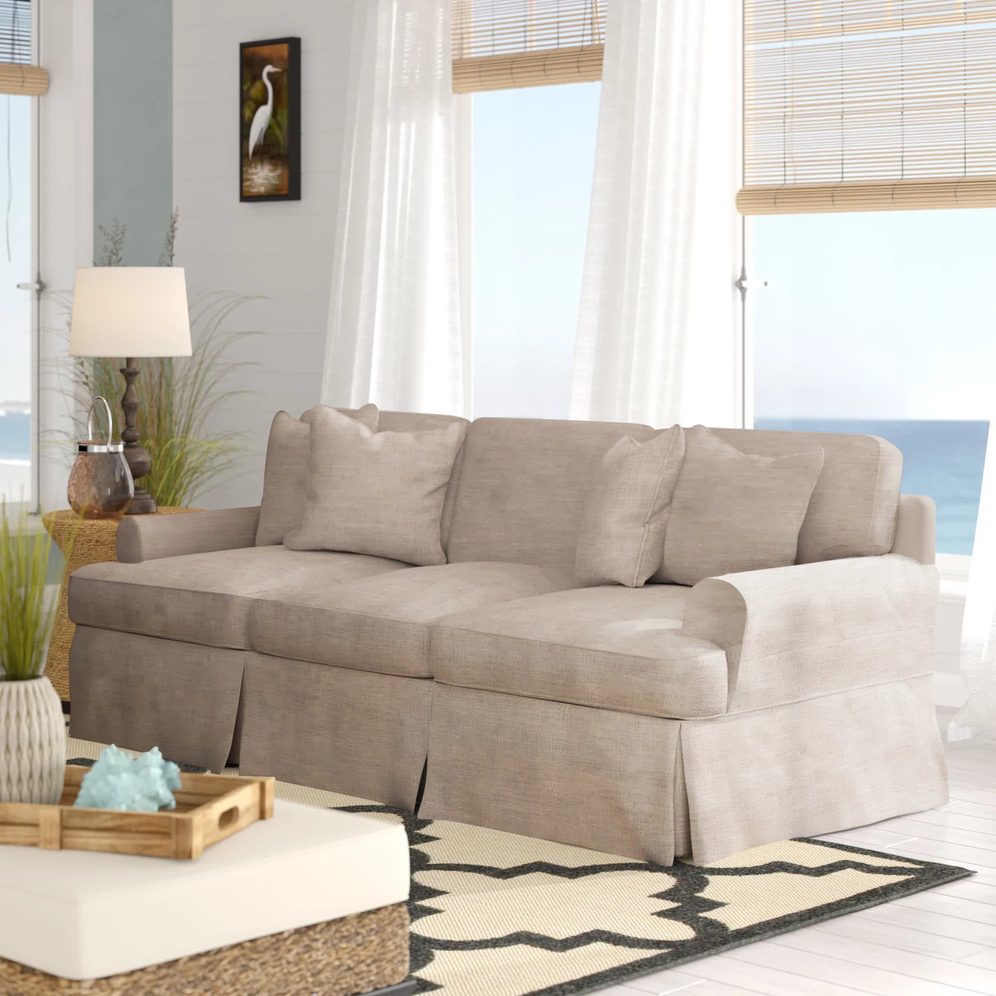 Pike 85" Rolled Arm Slipcovered Sofa with Reversible Cushions | Wayfair North America