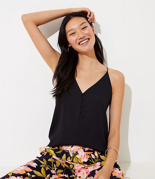 LOFT Covered Button Strappy Cami | LOFT