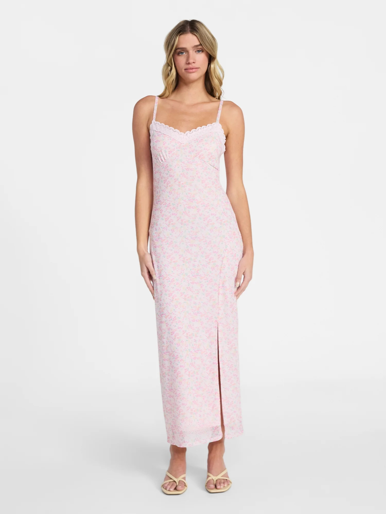 No Boundaries Lace Trim Maxi Dress, Women’s XXS-XXL | Walmart (US)