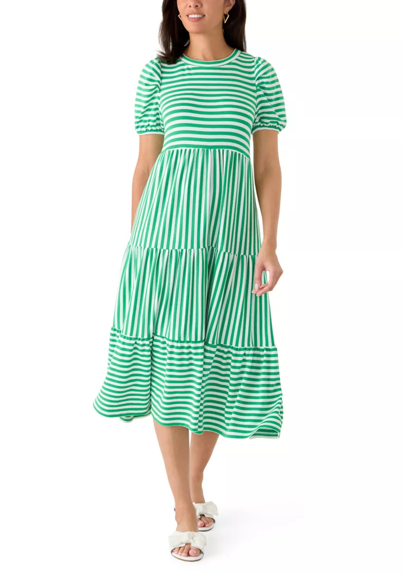 Women's Puff Sleeve Striped Midi Dress | Belk