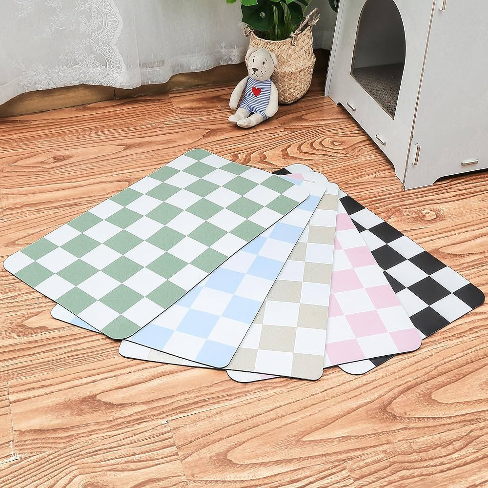 Ralxion Checkered Dog Feeding Mat, Absorbent Mats for Dog Food and Water Bowl, Dispenser, Retro M... | Amazon (US)